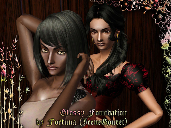 Sims 3 — Glossy Foundation by IreneGouret — It has three recolorable channels: total face colour, blush and gloss.