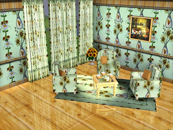 Sims 3 — marcorse_daisy love pattern by marcorse — A happy daisy pattern based around a heart-decorated vase of the
