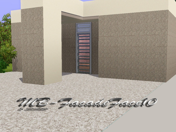 Sims 3 — MB-FacadeFace10 by matomibotaki — Strucctural facade pattern in dark brown and light yellow, 2 channel, to find