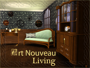 Sims 3 — Art Nouveau Living by ShinoKCR — Small Set of Art Nouveau Living Objects. Cabinet is inspired by Henry van de
