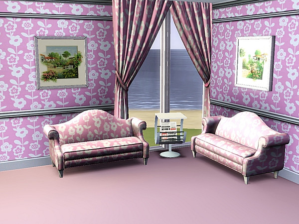 Sims 3 — marcorse_pink liberty pattern by marcorse — A simple repeat pattern of white daisies on a pink ground, in a 'top