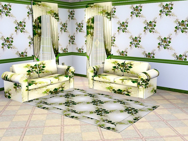 Sims 3 — marcorse_shamrock square pattern by marcorse — Clover and English daisy wreaths in a delicate square repeat
