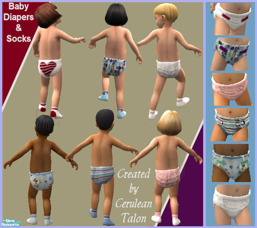 Sims 2 — Toddler Diapers/PJs with Booties/Socks by Cerulean Talon — Keep those cute little toes warm with these diaper/pj