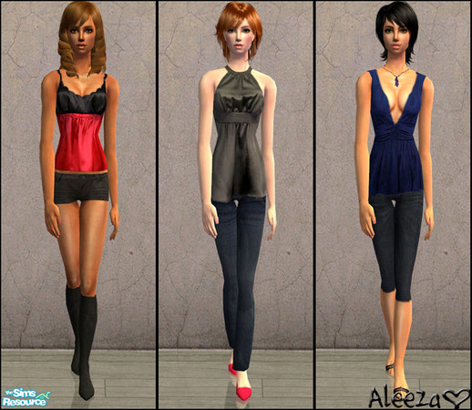 Sims 2 — Sassy by Aleeza — A set of three outfits and one new mesh included. No EP required. Enjoy!