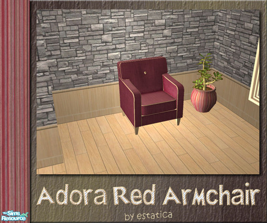 Sims 2 — Adora Red Armchair by estatica — Part of a set, this red armchair is perfect for all romance sims who love the