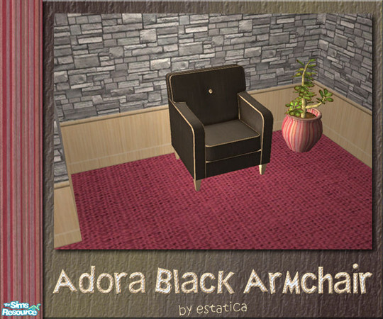 Sims 2 — Adora Black Armchair by estatica — Part of a set, this black armchair is perfect for all romance sims who love