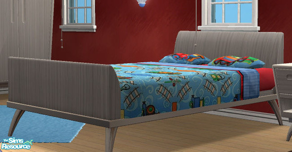 Sims 2 — Trains Atomic Nursery - Bed by Simaddict99 — light grye Atomic bed frame recolor