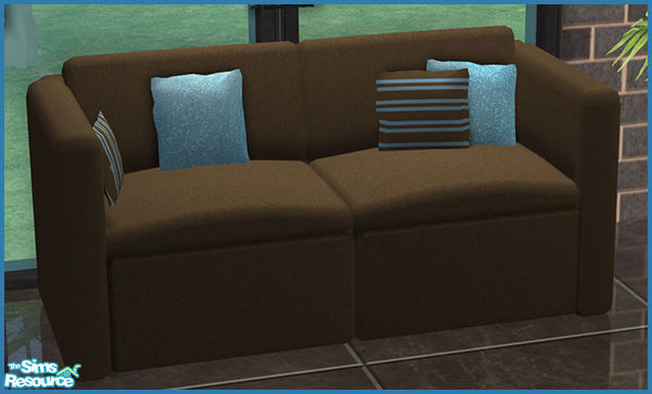 Sims 2 — Myre Living Room - Blue - Loveseat by sim_man123 — Brown and blue recolor of my Myre Love seat, requires that