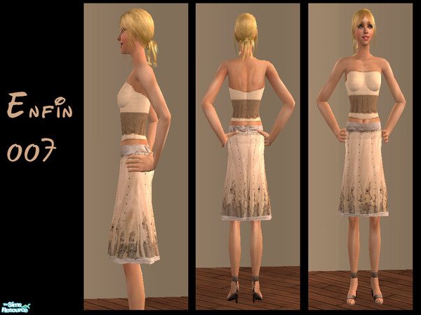 Sims 2 — beige set by enfin007 — skirt and blouse