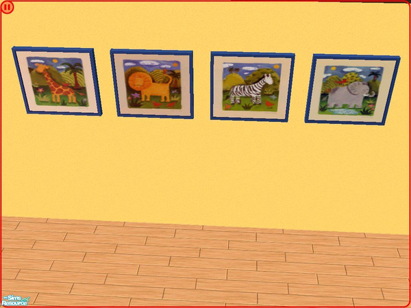 Sims 2 — Childrens Animal Pictures by Angel_22 — A set of 4 pictures for a childrens bedroom. Zara the Zebra, Nellie The