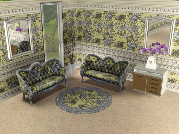 Sims 3 — marcorse_dizzy flowers pattern by marcorse — A random repeat pattern of line drawn daisies, petals and stalks.