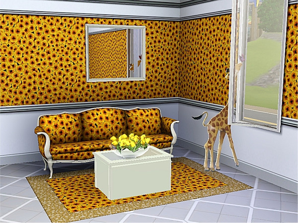 Sims 3 — marcorse_yellow allover pattern by marcorse — A very bold, intense yellow floral pattern - that could be