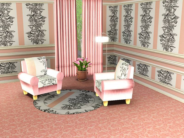 Sims 3 — marcorse_parlour rose pattern by marcorse — An oldfashioned parlour wallpaper design featuring a rose motif and