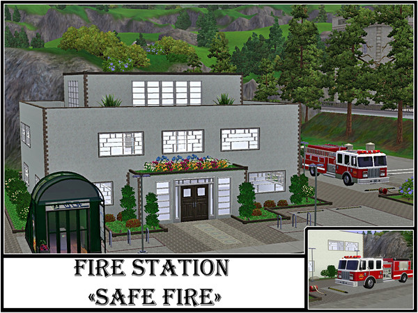 Sims 3 — Fire station Safe fire by Markesha — Fire station Safe fire with swimming floor on the roof.