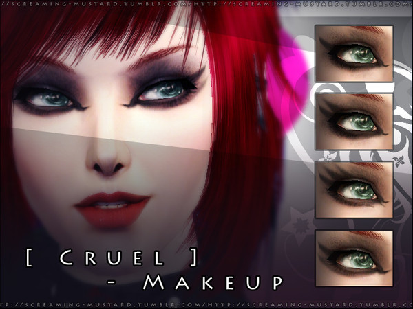 Sims 2 — [ Cruel ] - Makeup by Screaming_Mustard — 4 new gothic/scene eyeshadows.
