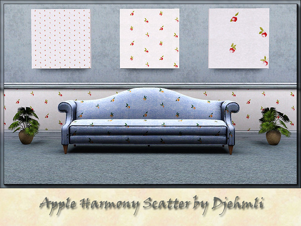 Sims 3 — Djem_Apple Harmony Scatter by djehmli — A cute Apple pattern scattered over a lightly textured back ground - 3