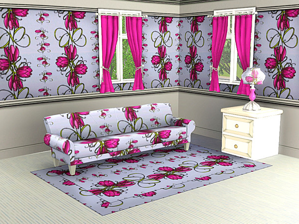 Sims 3 — marcorse_in the loop pattern by marcorse — A tangle of lily flowers and ribbons forming loops, in this