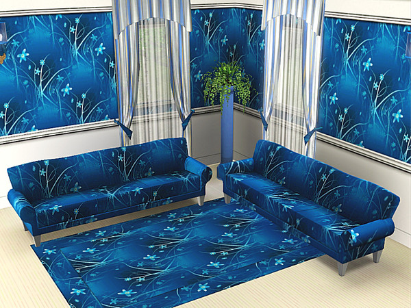 Sims 3 — marcorse_meadow blue pattern by marcorse — Simple flower and grass shapes on a gorgeous blue background in this