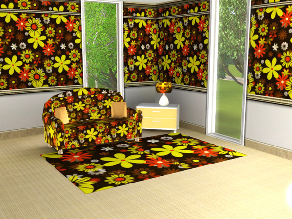 Sims 3 — marcorse_yellow retro pattern by marcorse — A brilliant retro daisy pattern in bold shades of yellow, orange and