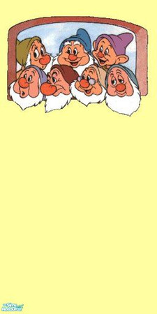 Sims 2 — Calli\'s Snow White Wall 2 by Callisto149 — A sunny yellow wall with the dwarves for the Snow White BR.