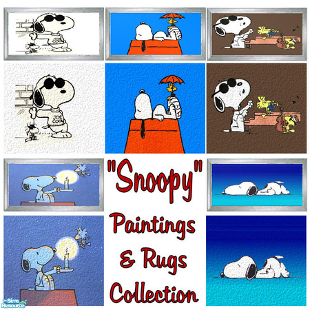 Sims 2 — \'Snoopy\' Paintings & Rugs Collection by shadow66 — This is a set of 5 paintings and 5 matching rugs
