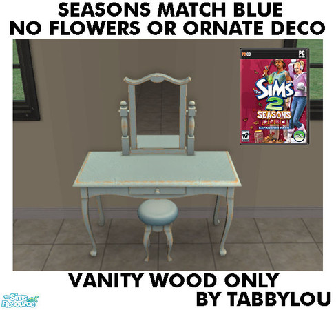 Sims 2 — TL - SM NoFlowersDeco Blue VanityWood by TabbyLou — Vanity Wood ONLY Recolor of Seasons Blue Furniture without