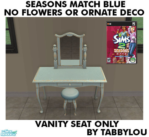 Sims 2 — TL - SM NoFlowersDeco Blue VanitySeat by TabbyLou — Matching Blue Vanity Seat ONLY for Recolor of Seasons Blue