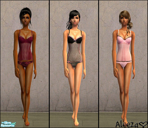 Sims 2 — Innocence by Aleeza — A set of three undies/PJ\'s for your teen sims. No mesh or EP required. Enjoy!