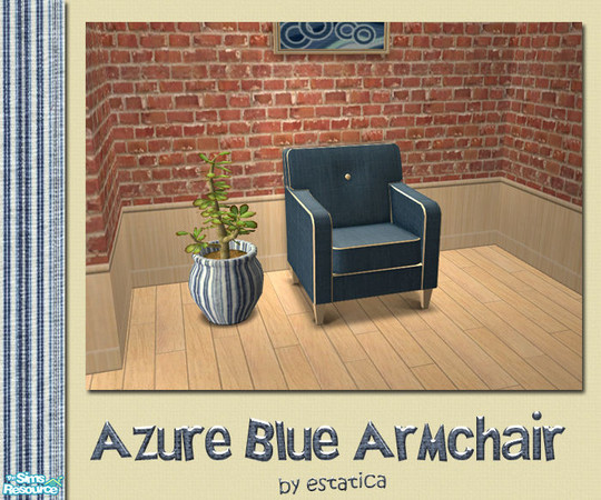 Sims 2 — Azure Blue Armchair by estatica — Part of a set, this blue armchair is environmentally friendly, so enjoy!