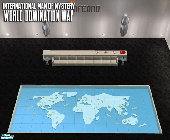 Sims 2 — World Domination Rug Mesh by BeOSBoxBoy — The typical Evil Genius requires visual reminders of his success and