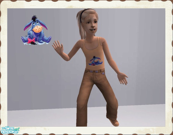 Sims 2 — Eeyore Collection - Trousers by cariadbach — Co-ordinating trouser for the Eeyore T shirt. Eeyore featured on