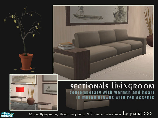 Sims 2 — Sectionals Livingroom - Sectional 3 Seater Sofa 02 by Padre — A contemporary, warm and inviting livingroom in