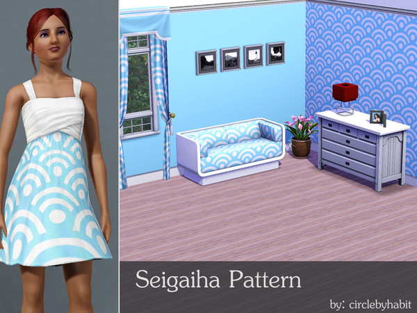 Sims 3 — Seigaiha by circlebyhabit — Seigaiha literally means "the wave of blue sea". Its a wavy pattern that