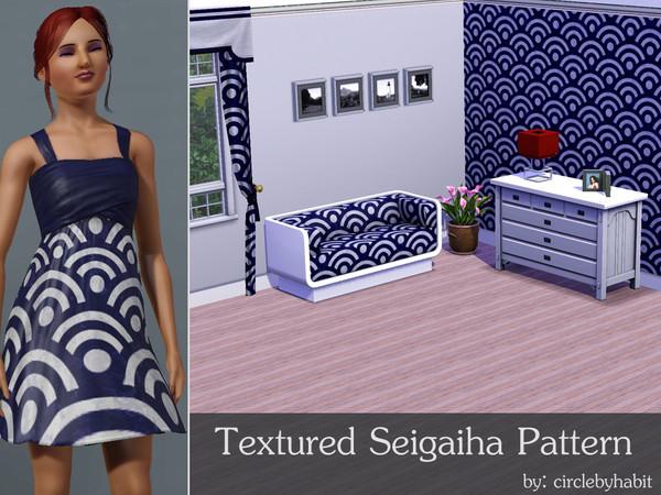 Sims 3 — Seigaiha (Textured) by circlebyhabit — Seigaiha literally means "the wave of blue sea". Its a wavy