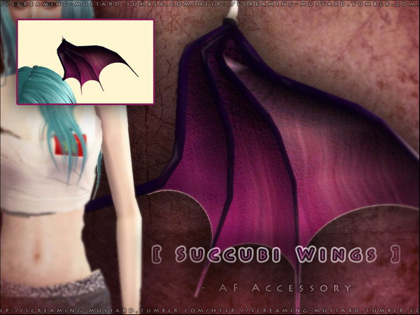 Sims 2 — [ Succubi Wings ] - AF Accessory by Screaming_Mustard — Demon-wings for Morrigan. The mesh includes the back