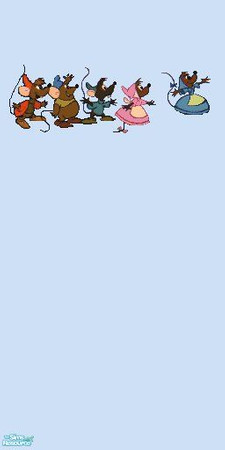 Sims 2 — Calli\'s Cinderella Wall 2 by Callisto149 — A pretty blue wall with Cinderella\'s mousey friends.