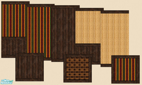 Sims 2 — TC72 Wall and Floor Set by HugeLunatic — Set of five walls and three floors using TC72\'s textures by atwa. All