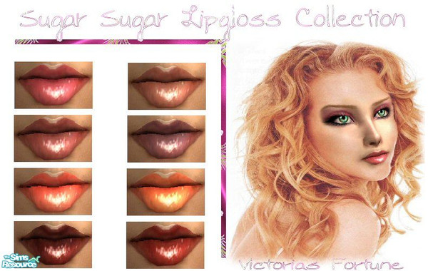 Sims 2 — VF Sugar Sugar Lipgloss Collection by fortunecookie1 — These eight lipglosses were created to complement