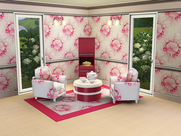 Sims 3 — marcorse_breakthrough pattern by marcorse — A pretty pink pansy - with ferny trim - seems to burst through this