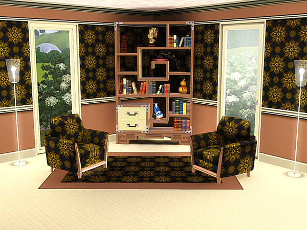 Sims 3 — marcorse_gold on black pattern by marcorse — A design in traditinal wallpaper mode, featuring dull gold floral