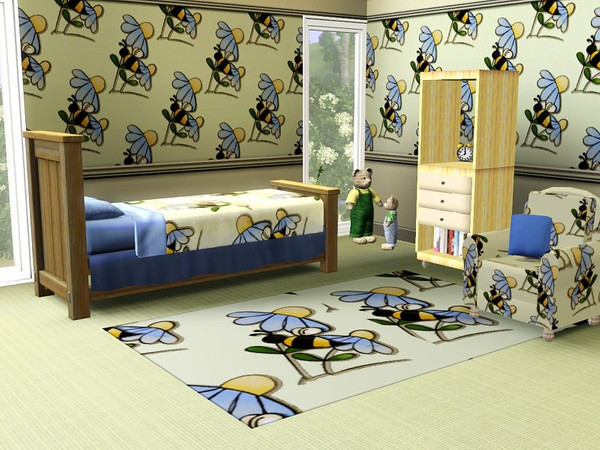 Sims 3 — marcorse_bizzybee pattern by marcorse — A big, fat bumblebee buzzing around some daisies . . . in a simple,