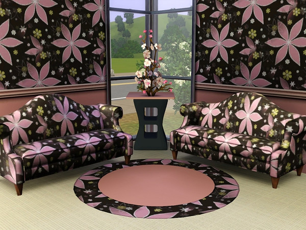 Sims 3 — marcorse_mainly pink pattern by marcorse — A large, 6-petalled daisy in a dusky pink is the dominant feature of