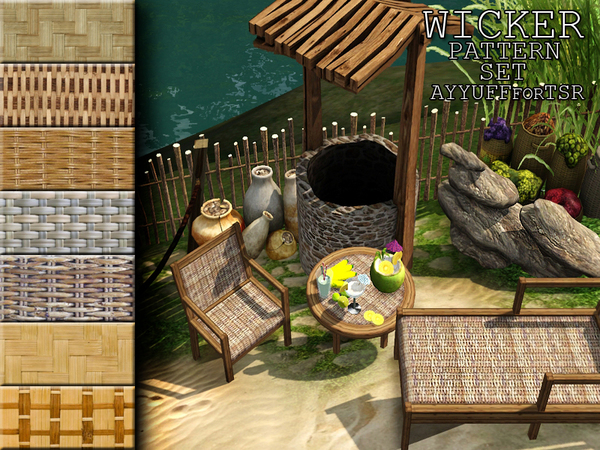 Sims 3 — Wicker Pattern Set by ayyuff — 7 wicker patterns..