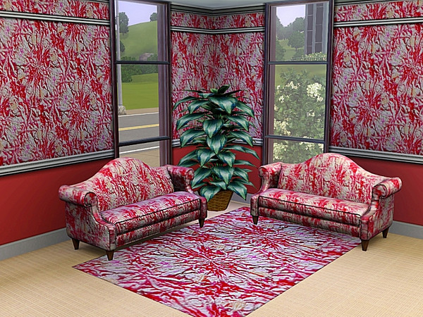 Sims 3 — marcorse_raspbery ripple pattern by marcorse — An embossed, floral pattern in shades of raspberry pink and