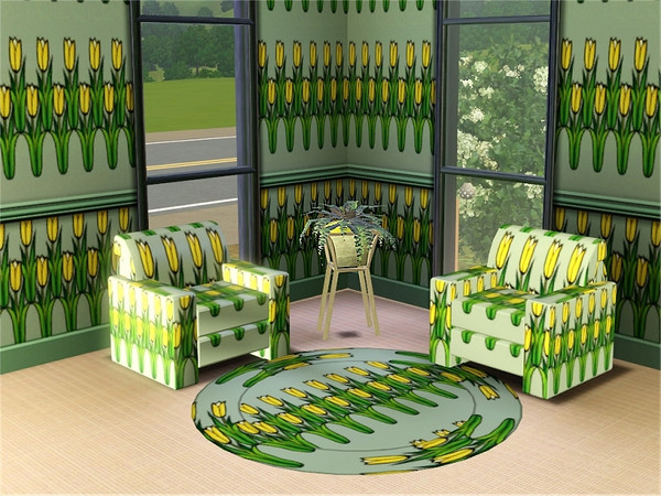 Sims 3 — marcorse_tulip gold pattern by marcorse — Yellow tulips all in a row - in this very basic horizontal pattern.