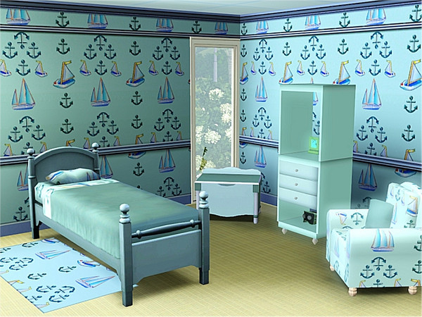 Sims 3 — marcorse_ships ahoy pattern  by marcorse — A repeat pattern with a nautical theme - sailboats and anchors - in a