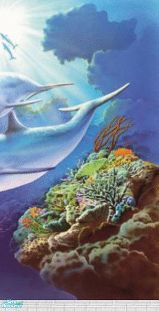 Sims 2 — Dolphin Mural - Part 2 by kollens — Part 2 Mural to match dolphin Brick Walls, By Petalstaken