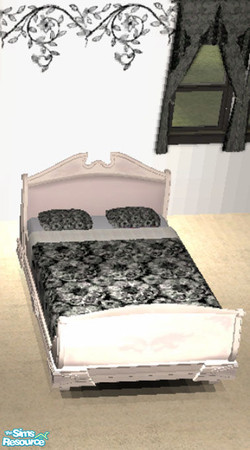 Sims 2 — Bed double colonial white by selina012 — A recolour of Maxis Colonial double bed in white. Wallpaper in picture