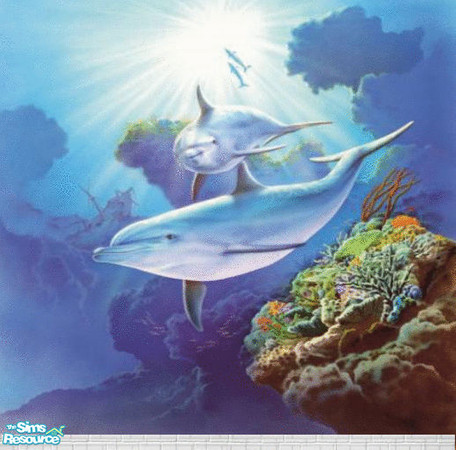 Sims 2 — Dolphin Mural by kollens — Mural to match dolphin Brick Walls, By Petalstaken