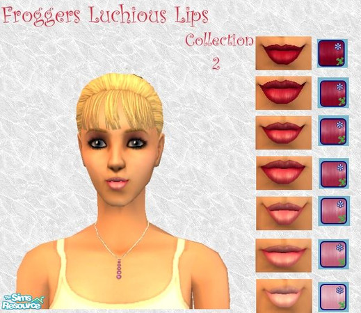 Sims 2 — Frogger\'s Luchious Lips Collection 2 by frogger1617 — Seven shades of Pink Lip Stick. 